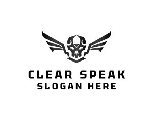 Modern Skull Wings logo design