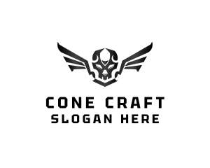 Modern Skull Wings logo design