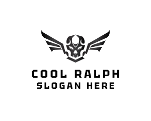 Modern Skull Wings logo design