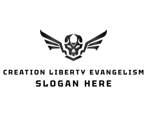 Modern Skull Wings logo design