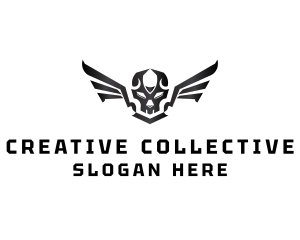 Modern Skull Wings logo design