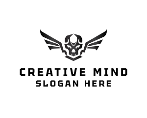 Modern Skull Wings logo design