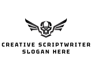 Modern Skull Wings logo design