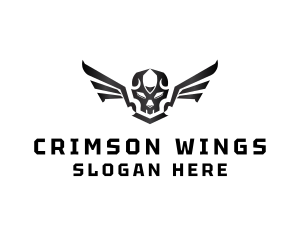 Modern Skull Wings logo design