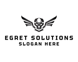 Modern Skull Wings logo design