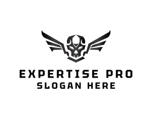 Modern Skull Wings logo design