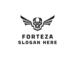 Modern Skull Wings logo design