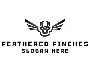 Modern Skull Wings logo design