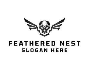 Modern Skull Wings logo design