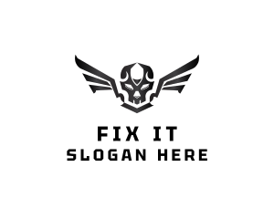 Modern Skull Wings logo design