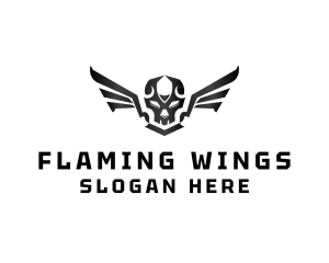 Wings - Modern Skull Wings logo design