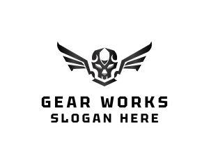 Modern Skull Wings logo design