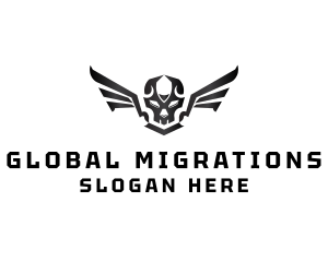 Modern Skull Wings logo design