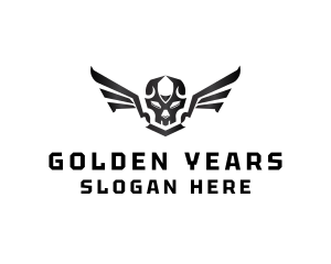 Modern Skull Wings logo design