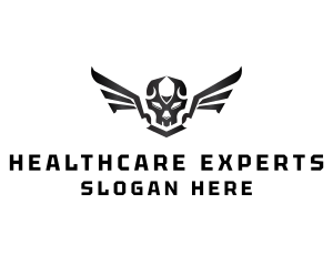 Modern Skull Wings logo design