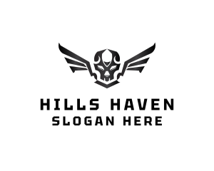 Modern Skull Wings logo design