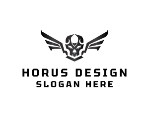 Modern Skull Wings logo design