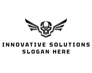 Modern Skull Wings logo design