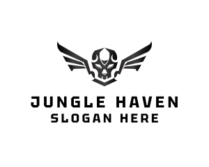 Modern Skull Wings logo design