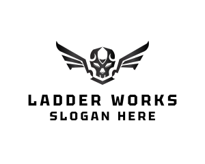 Modern Skull Wings logo design