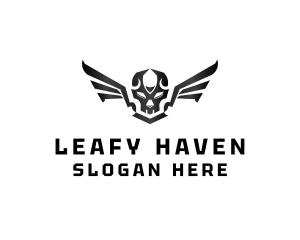 Modern Skull Wings logo design