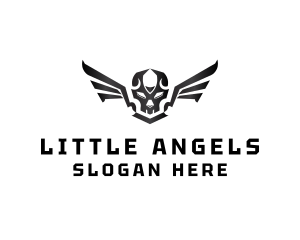 Modern Skull Wings logo design