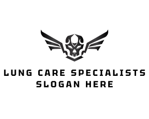 Modern Skull Wings logo design