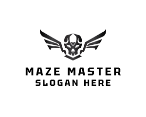 Modern Skull Wings logo design