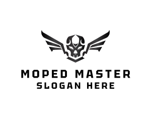 Modern Skull Wings logo design