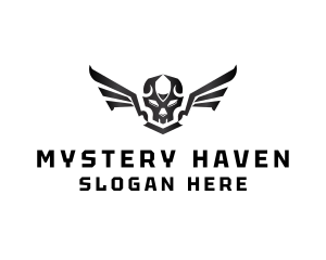 Modern Skull Wings logo design