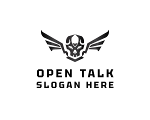 Modern Skull Wings logo design