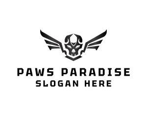 Modern Skull Wings logo design