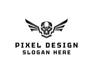 Modern Skull Wings logo design