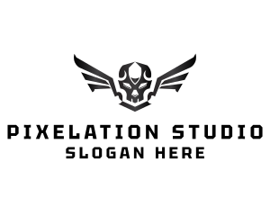 Modern Skull Wings logo design