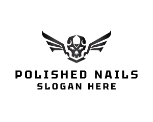 Modern Skull Wings logo design