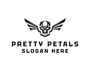 Modern Skull Wings logo design