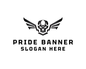 Modern Skull Wings logo design