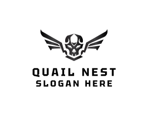 Modern Skull Wings logo design