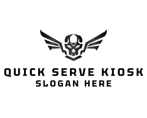 Modern Skull Wings logo design