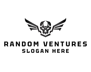 Modern Skull Wings logo design