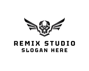 Modern Skull Wings logo design