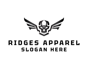 Modern Skull Wings logo design