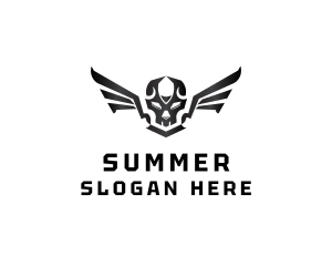 Modern Skull Wings logo design