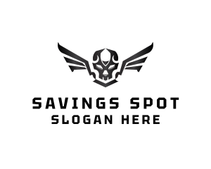 Modern Skull Wings logo design