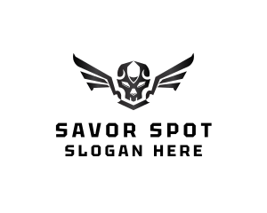 Modern Skull Wings logo design