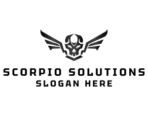 Modern Skull Wings logo design