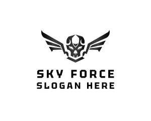 Airforce - Modern Skull Wings logo design