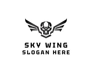 Wing - Modern Skull Wings logo design