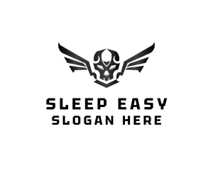 Modern Skull Wings logo design