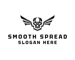 Modern Skull Wings logo design